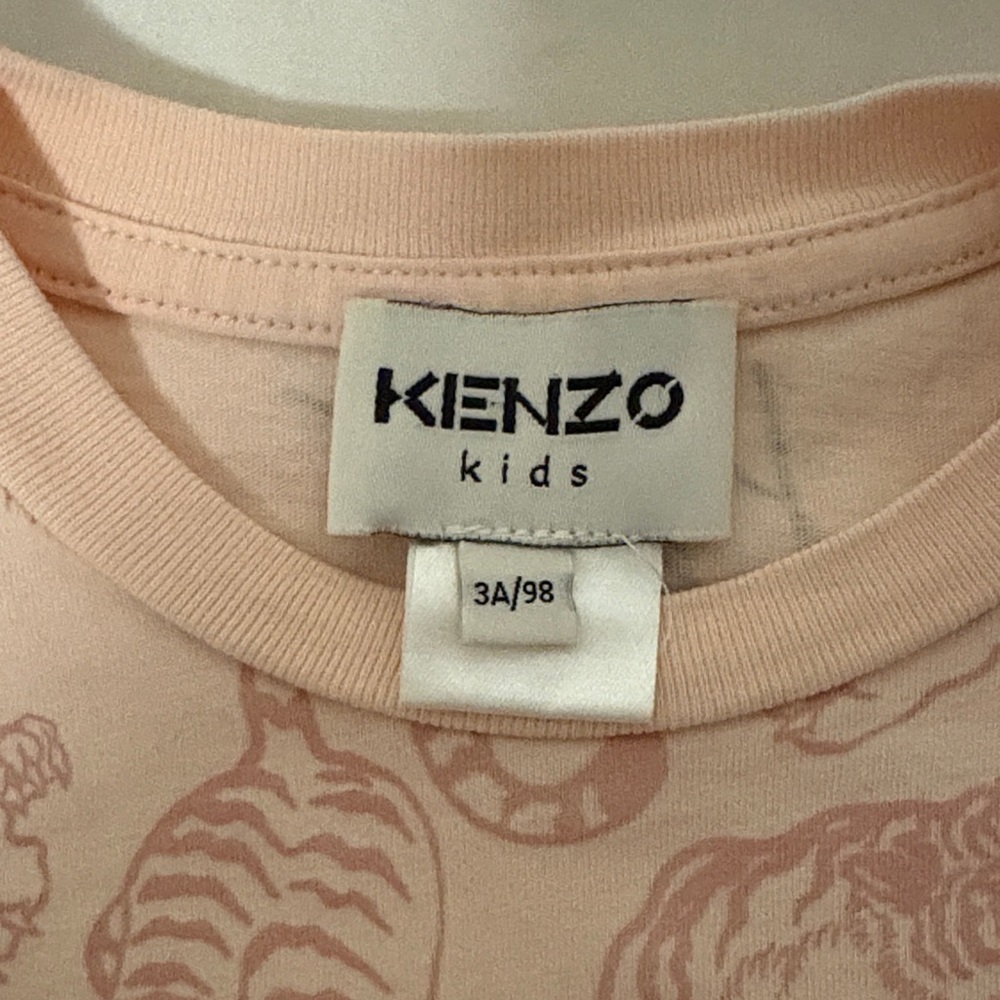 Kenzo Kids Peach and Black Animal Print T-Shirt - Picture 2 of 3